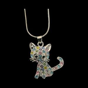Colorful Cat Pendant Necklace